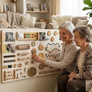 Sensory wall panels for dementia care homes, Wall-mounted activity board for memory care, Senior rehabilitation sensory board