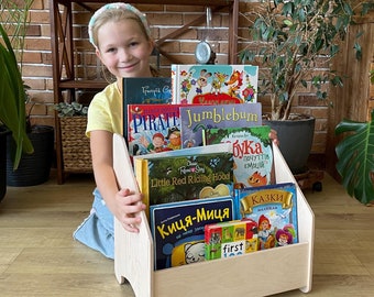 Montessori Bookshelf Wooden Kids Book Shelf White Kids Bookcase Custom Nursery Bookcase Montessori Furniture Children Bookcase