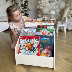 Childrens bookcase Montessori Bookshelf Wooden Kids Book Shelf White Kids Bookcase Custom Nursery Bookcase Montessori Furniture