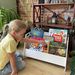 Personalized Kids Bookshelf Childrens Bookshelves Montessori Bookshelf Wooden Kids Book Shelf White Kids Bookcase Christmas Etsy