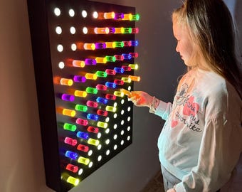 Giant Light Peg Board With Acrylic Rods | Light Panel Sensory Wall | Giant Light Bright Wall