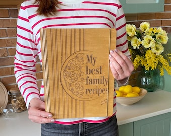 Recipe book binder, Mother day gift, Custom notebook, Family cookbook, Custom wood cookbook, Recipe journal, Recipe book for Mom