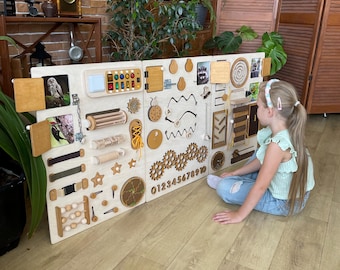 Personalized Sensory Wall For Toddlers | Busy Board for Preschool & Kindergarten | Fine Motor Skills Activity Board, Back To School