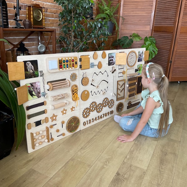 Grande pannello da parete per bambini in età prescolare con lavagna interattiva per abilità motorie fini e concentrazione, pannello da parete sensoriale per esigenze speciali, articolo per la calma del ritorno a scuola