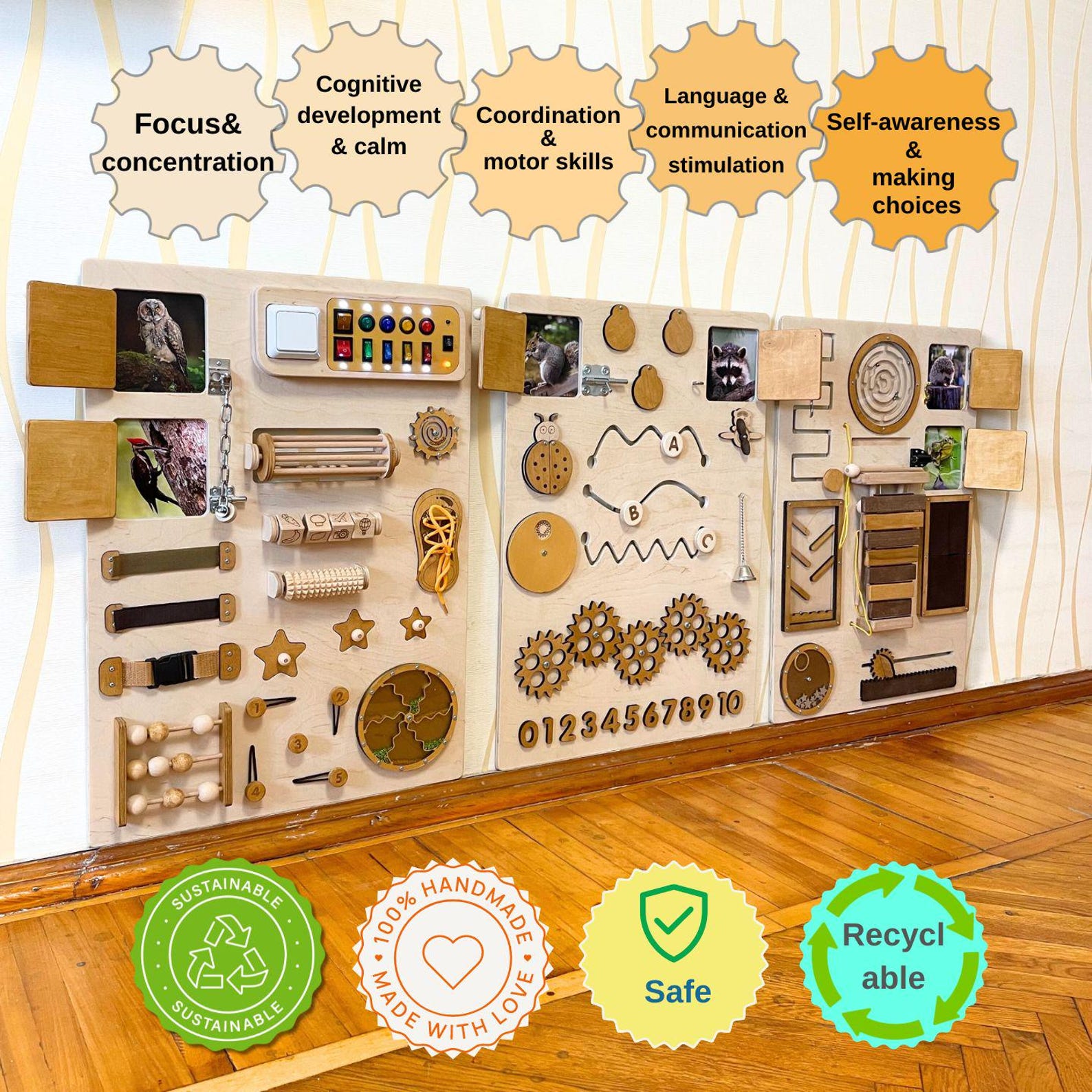 sensory wall graphics including both the infinity path... Wall Toy Large Busy Board LED Lights 150x70cm Huge Sensory Wall Panel ...