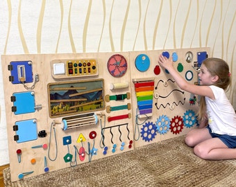 Sensory Corner Activity Montessori Board Sensory Wall For Toddler Nursery decor Baby Busy Board Wooden Large Educational Board For Kids
