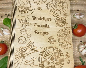 Recipe book custom, Cook notebook, Family custom wood cookbook, Personalized recipe, Recipe book for bride, Wooden recipe book