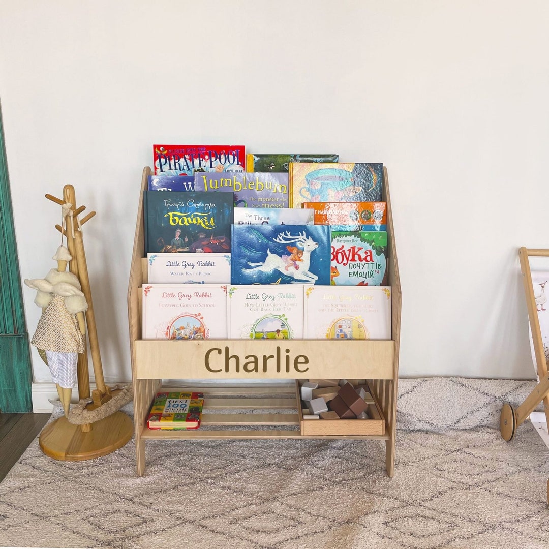 Large Montessori Bookshelf for Kids Room Book Storage Nursery Etsy