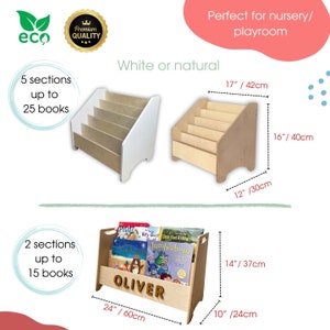 Personalized Montessori Bookshelf Wooden Bookcase For Kids Baptism Gift Custom Nursery Shelf Bookcase Montessori Furniture Gift For Kids image 4