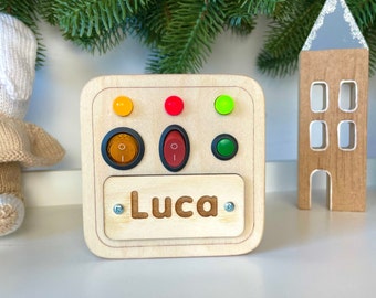 Switch box LED busy board, Travel toy, Busy Board Toddler, Busy board 1 jahr, Baby Girl Gift, Busyboard lights, panneau d'activité LED bébé