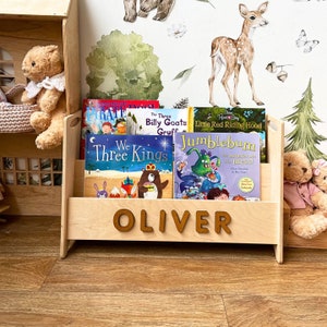 Custom Montessori Bookcase Small Size For Playroom Nursery Bookshelf Childrens Book shelf Childs Bookcase Natural Wood Bookshelf Nursery