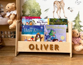 Librería Montessori personalizada de tamaño pequeño para sala de juegos, guardería, estantería infantil, estantería de madera natural para guardería.