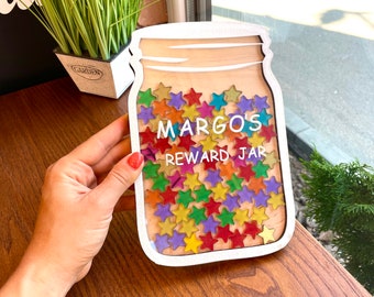 Reward Jar - Classroom Reward Jar For Teacher - Magnetic Reward Jar Tokens Star - Good Behaviour Jar - Marble Jar Reward System