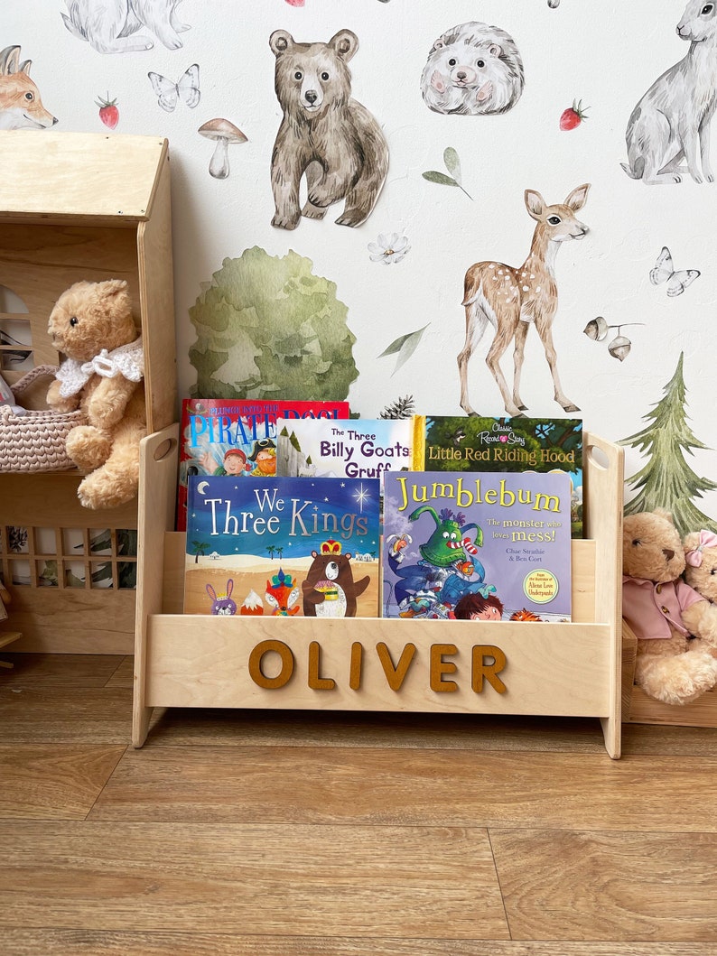 Personalized bookshelf Montessori, bookcase for kids, nursery storage for books, kids bookshelf