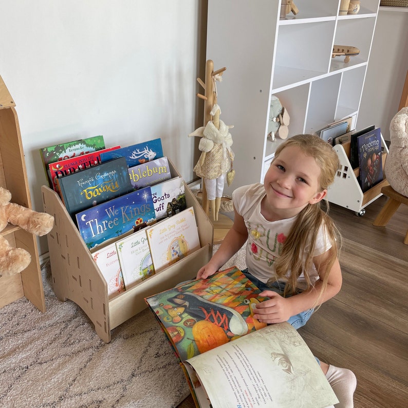 Personalized Montessori Bookshelf Wooden Bookcase For Kids Baptism Gift Custom Nursery Shelf Bookcase Montessori Furniture Gift For Kids image 9