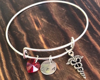 Fashion Wax Cord Bracelet with Medical Assistant MA Charms Caduceus Cuff Wristband Bangle/