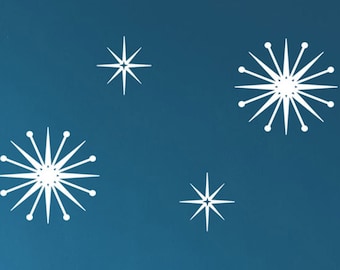4 Piece Set - Mid-century Modern Starburst Wall Decor | Mid Century Atomic Star Home Decor | Wall Decor