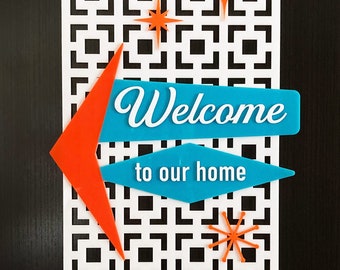 MId Century Modern Style Welcome Sign | Atomic House Sign | MCM Home Decor
