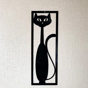 Mid Century Modern Cat Wall Decor - Retro Black Cat - vintage art