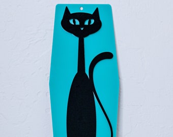 Mid Century Modern Black Cat Wall Decor - Size Small - Retro Black Cat - vintage decor