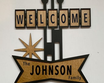 Custom MId Century Style Welcome Sign W/ Your Name