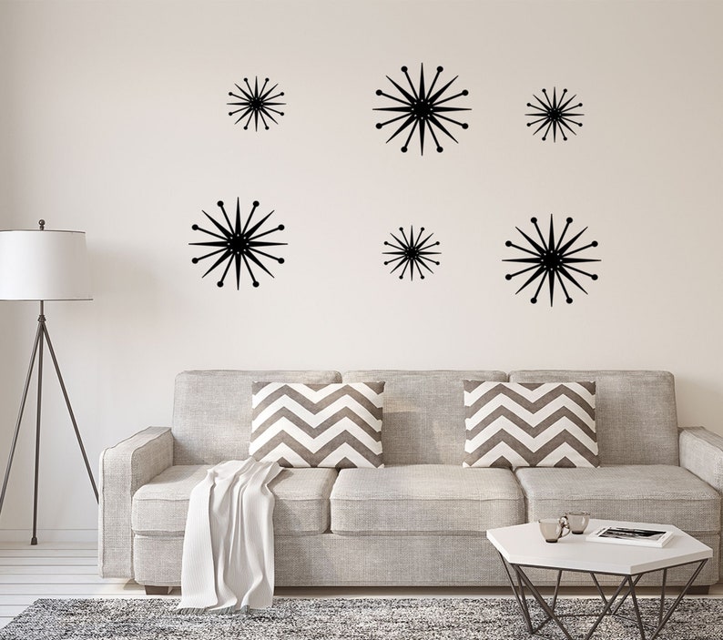 Starburst Wall Decals Retro Wall Decor Etsy
