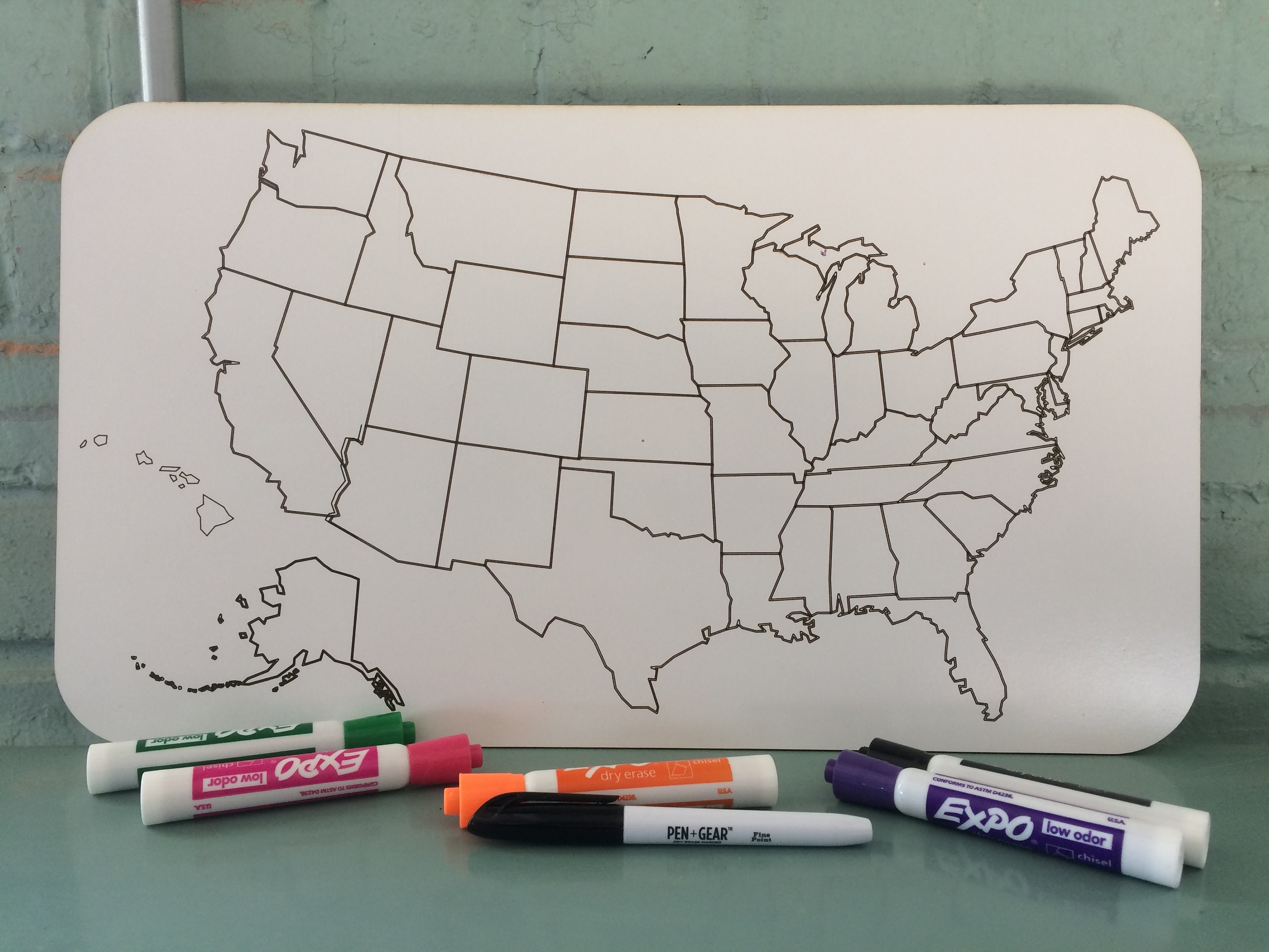 Dry Erase Board Map of United States Etsy