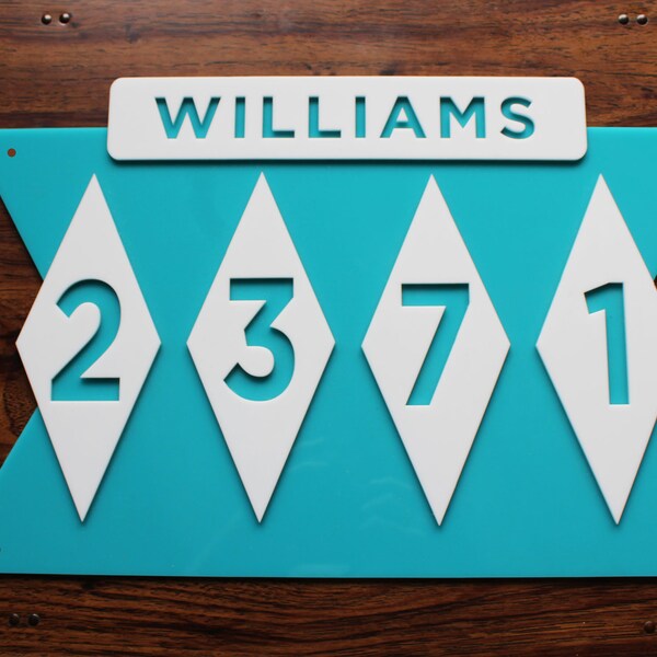 Mid Century Modern House Number with name on top