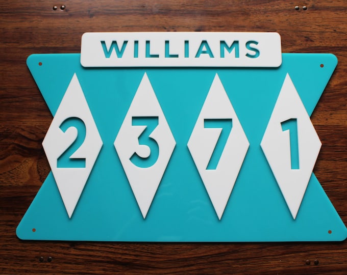 Mid Century Modern House Number With Name on Top Etsy