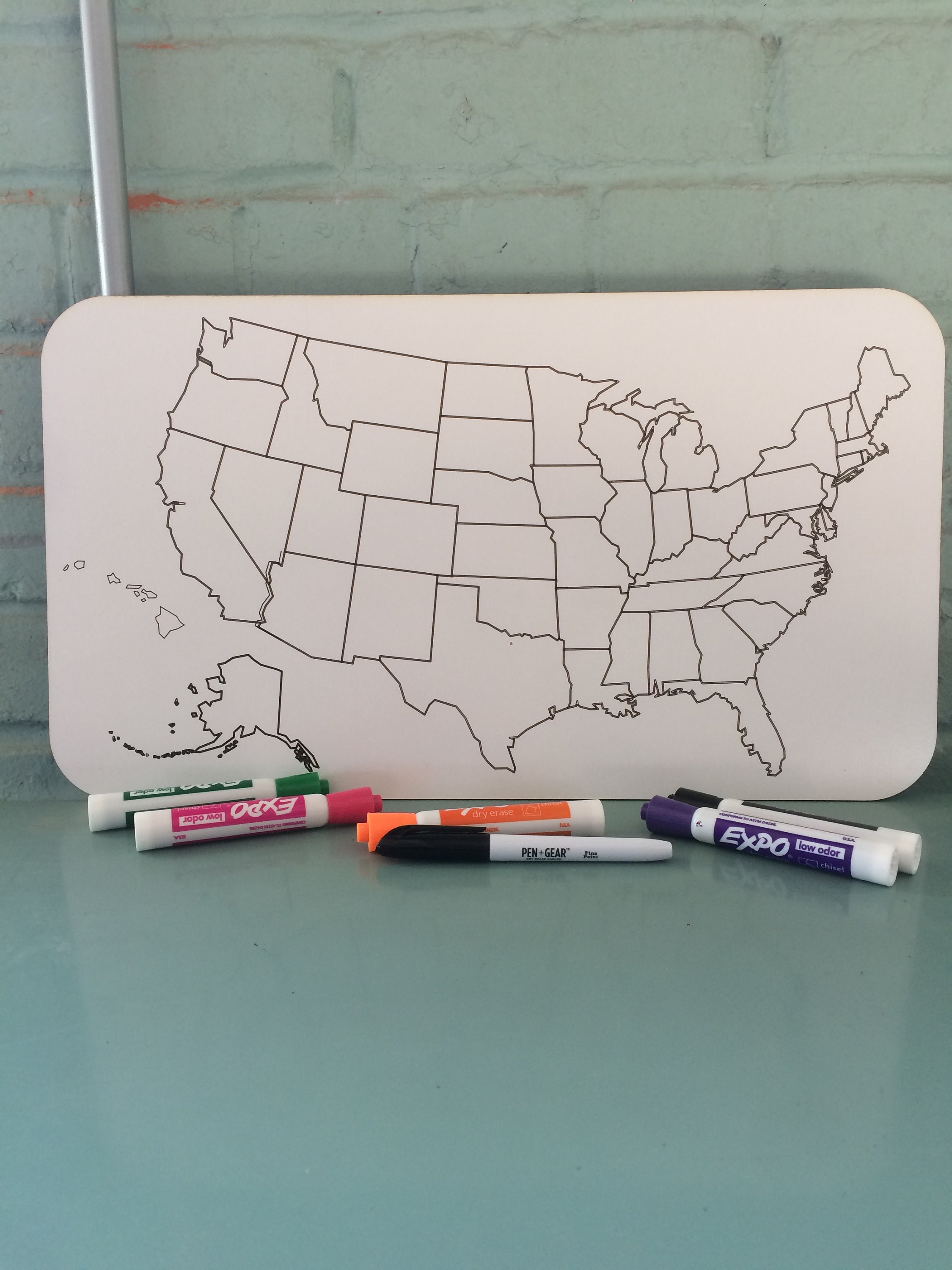 Dry Erase Board Map of United States Etsy