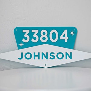 Mid Century Modern House Number Sign w/name