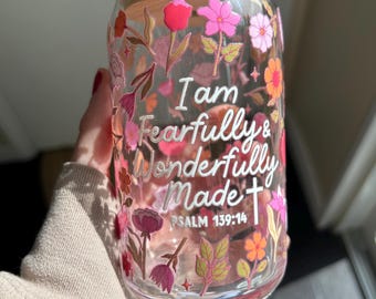 Psalm 139:14 Glass Cup