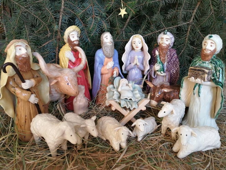 Ceramic Nativity Set Pottery Nativity Scene Pottery Etsy