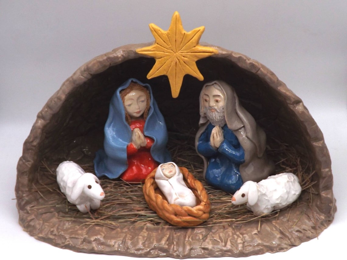 Ceramic Nativity Set Pottery Nativity Scene Pottery Etsy