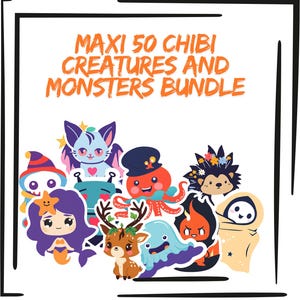 Lot de 50 Stickers de Monstres Imaginaires Chibi – Collection Fantaisie et Kawaii
