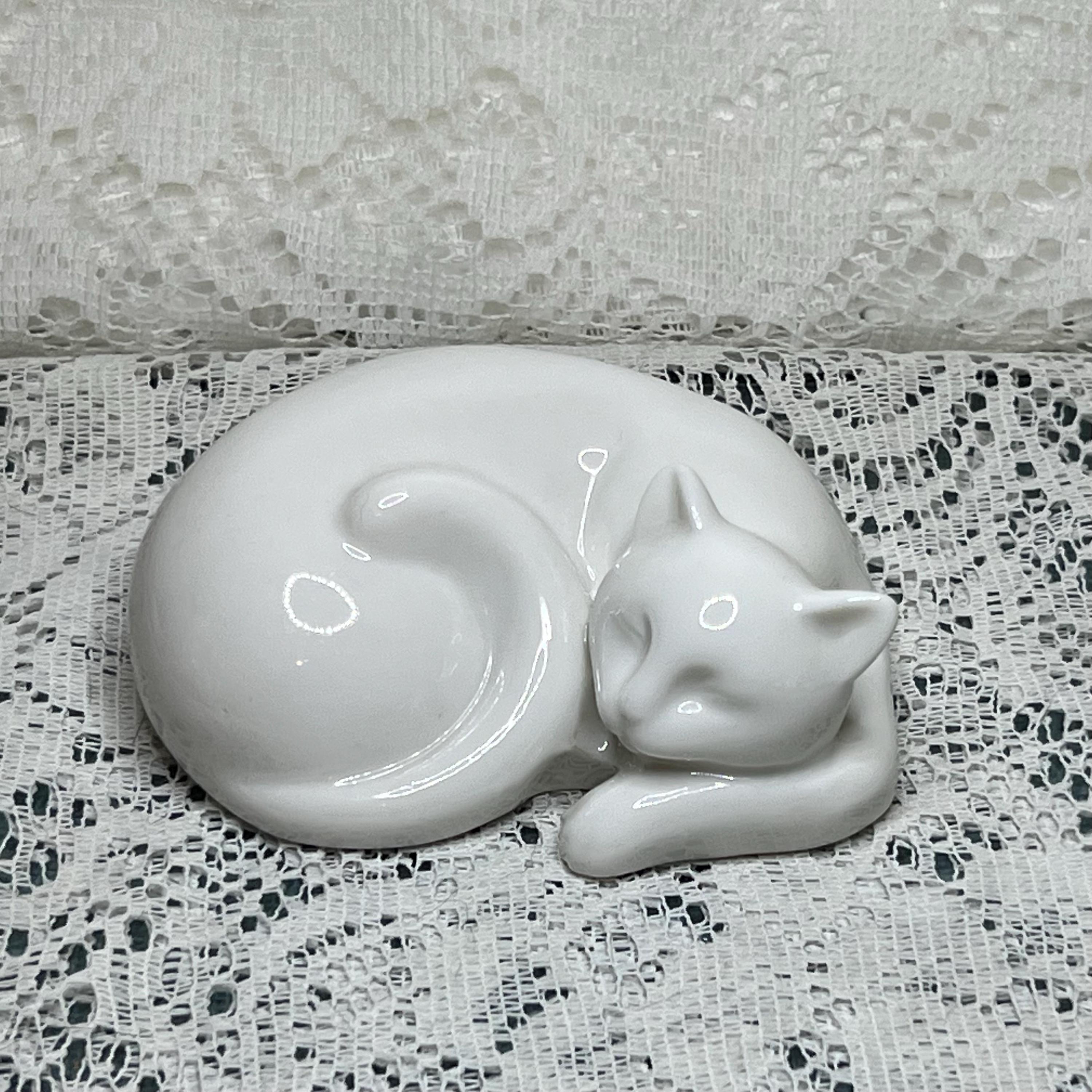 Vintage Porcelain Sleeping Cat - Etsy