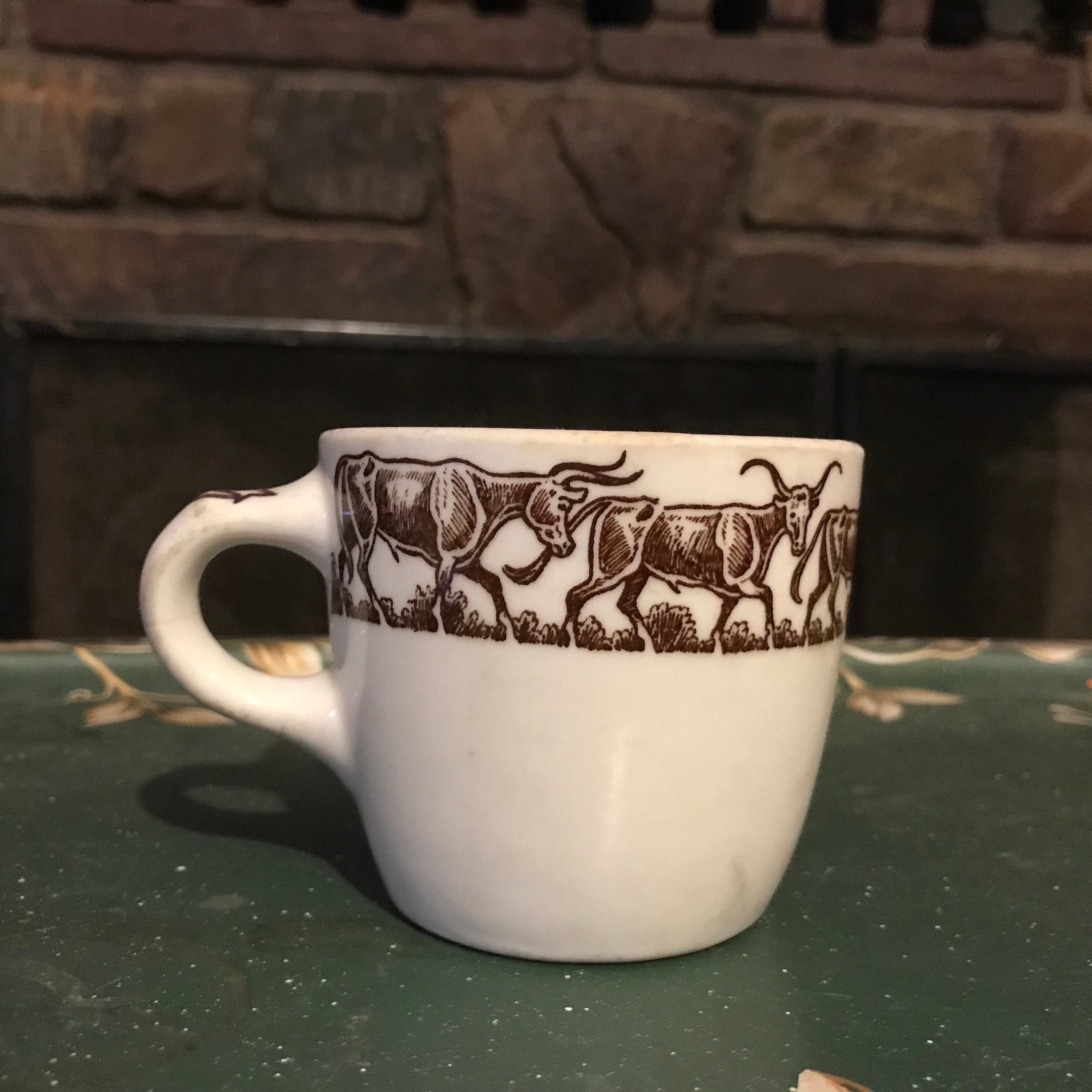 Longhorn Western Cowboy Coffee Mugs Cups Bull Horns 10oz Set Of 4 EUC