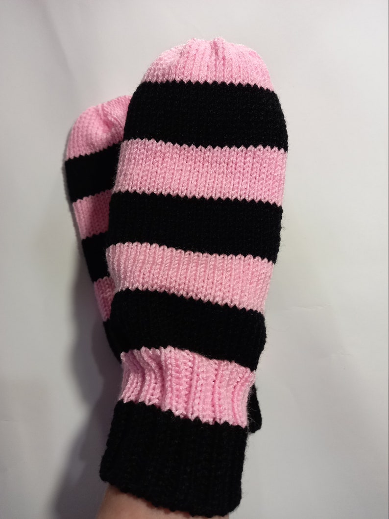 Mittens without thumb, two color, for the elderly adaptive warm softy mittens striped mittens gift for nursing home gift for grandma CIJ image 3