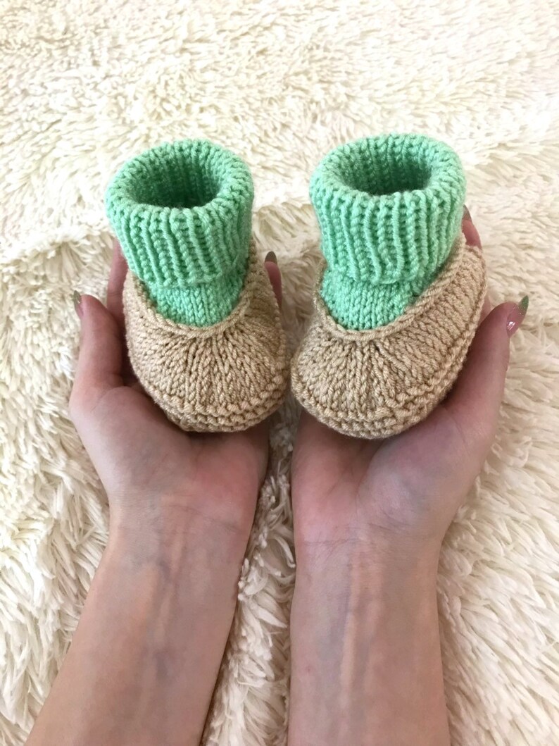 Baby booties Socks acrilyc Bamboo Girl Boy Green Mint Brown Etsy