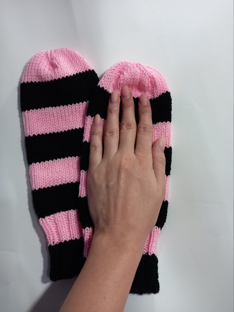 Mittens without thumb, two color, for the elderly adaptive warm softy mittens striped mittens gift for nursing home gift for grandma CIJ image 2