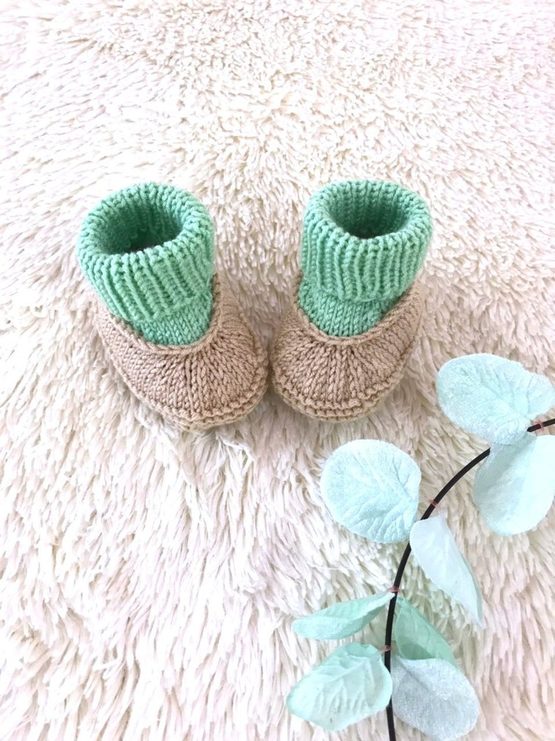 Baby booties Socks acrilyc Bamboo Girl Boy Green Mint Brown Etsy