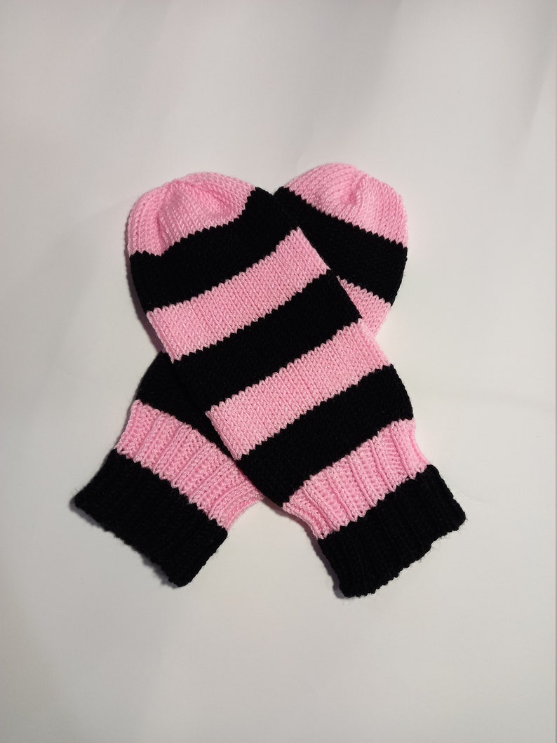 Mittens without thumb, two color, for the elderly adaptive warm softy mittens striped mittens gift for nursing home gift for grandma CIJ image 1