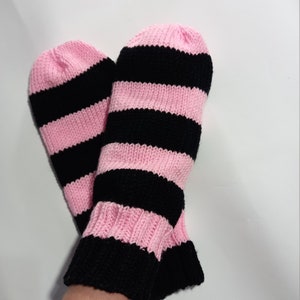 Mittens without thumb, two color, for the elderly adaptive warm softy mittens striped mittens gift for nursing home gift for grandma CIJ image 4