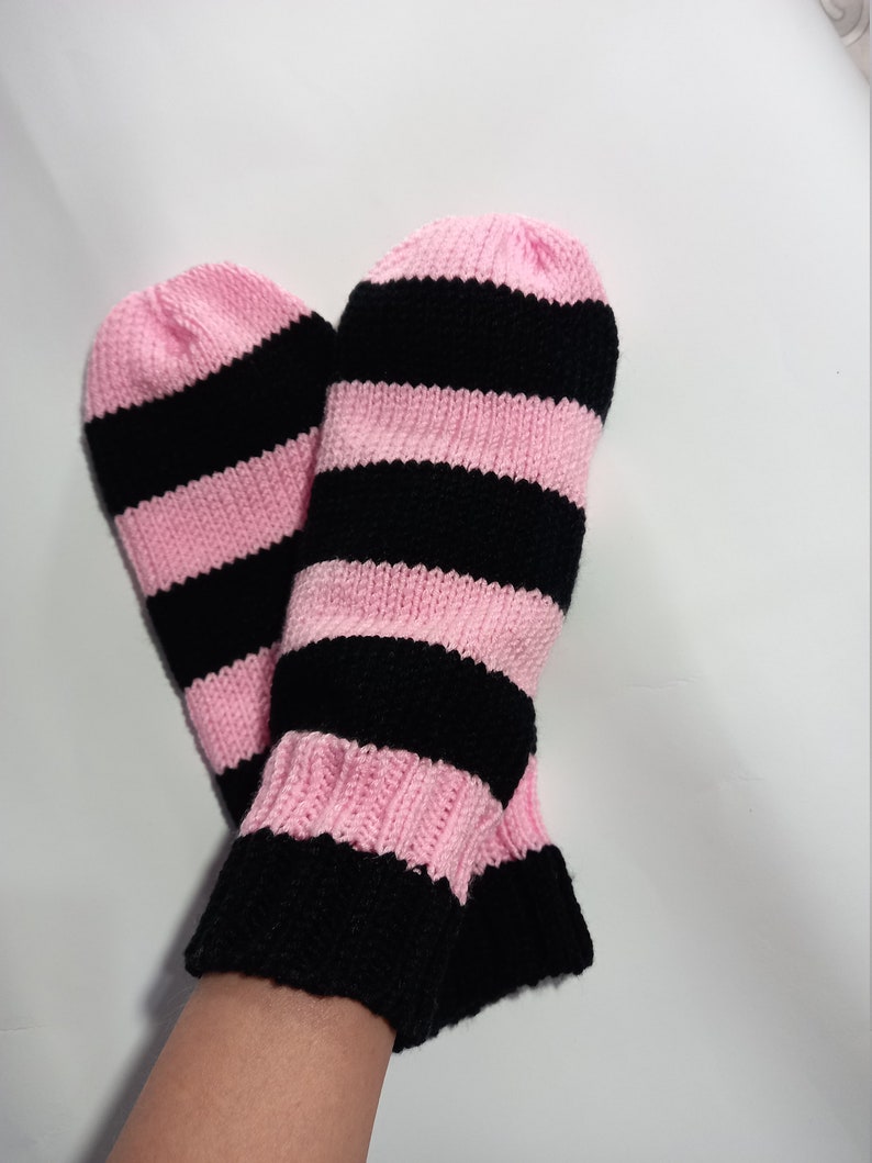 Mittens without thumb, two color, for the elderly adaptive warm softy mittens striped mittens gift for nursing home gift for grandma CIJ image 4