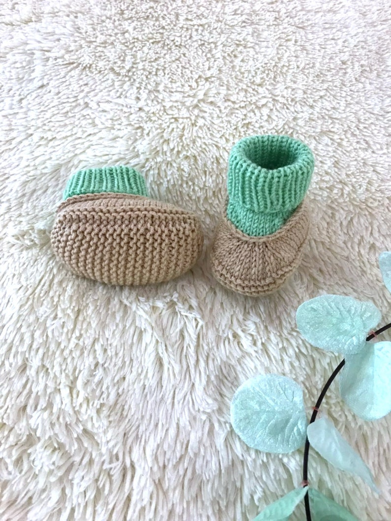 Baby booties Socks acrilyc Bamboo Girl Boy Green Mint Brown Etsy