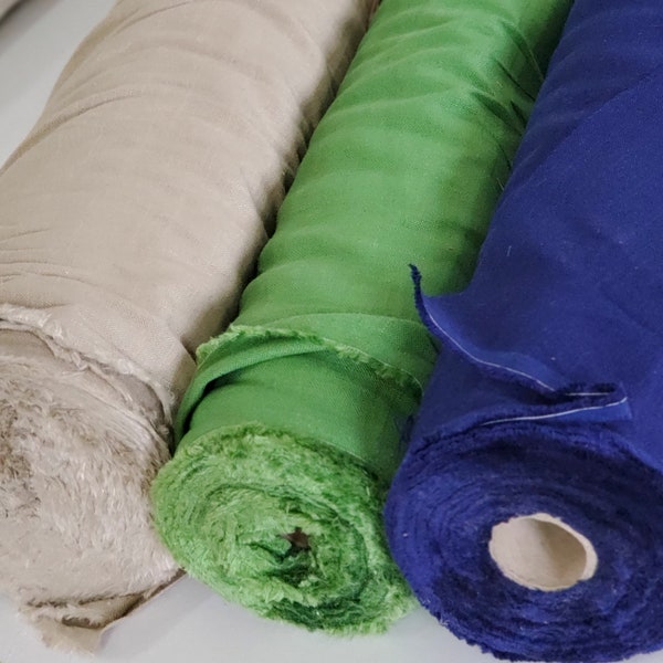 Medium weight linen/viscose blend solid fabric perfect for drapery, bedding, tableware, apparel, upholstery, crafts, etc.