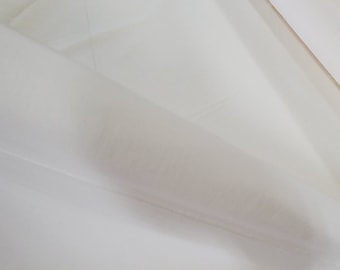 Tecido marfim/creme/esbranquiçado/champanhe sólido transparente WIDE FR comumente usado em hotéis, perfeito para cortinas, sobreposições, véus, roupas, etc...