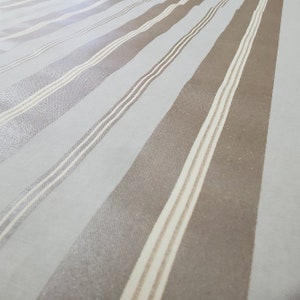 Sharp metallic silver, ivory, gray stripe fabric, Perfect for Weddings, upholstery, drapery, apparel, crafts, tableware, etc.