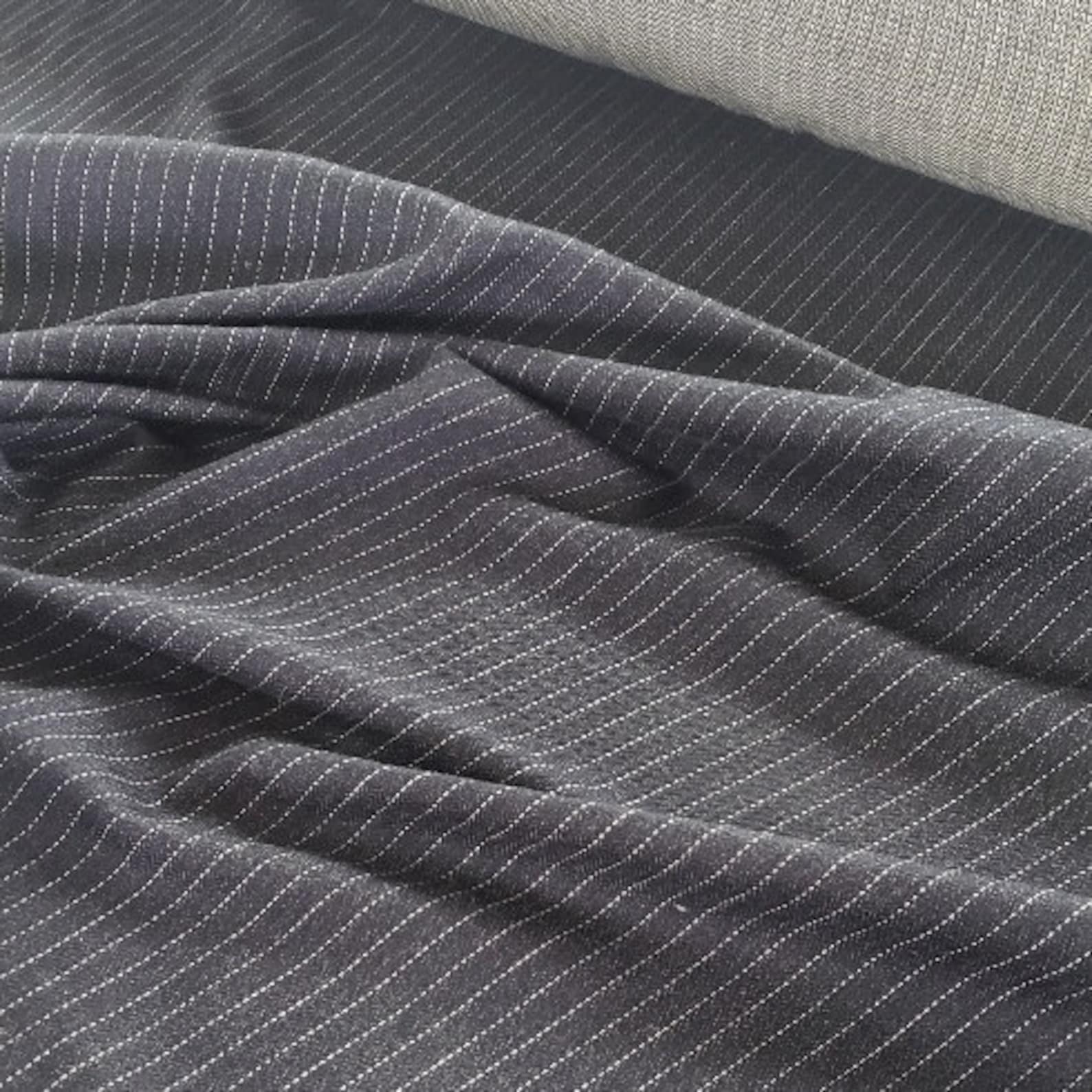 Handsome Cotton Pinstripe Fabric in Charcoal Gray or Black Etsy