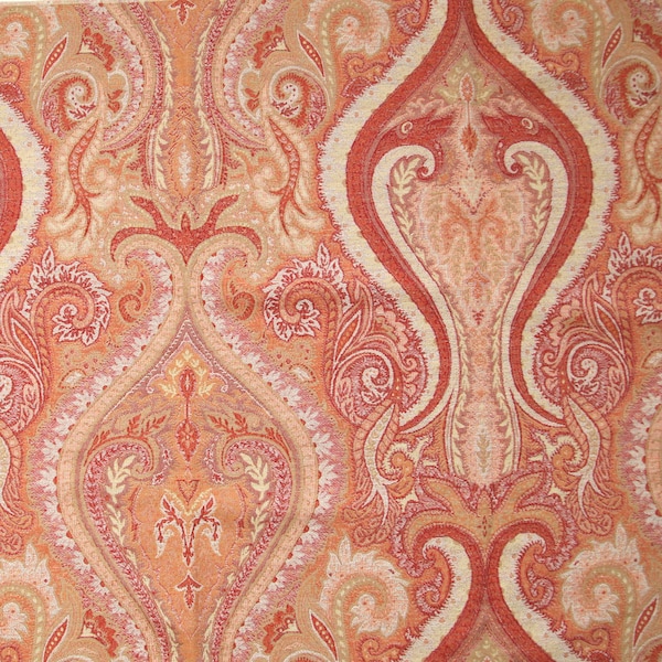 Elegant woven paisley in pink, blush, coral, rose, salmon, tan, perfect for Home decor, crafts, upholstery, bedding, pillow, & quilting